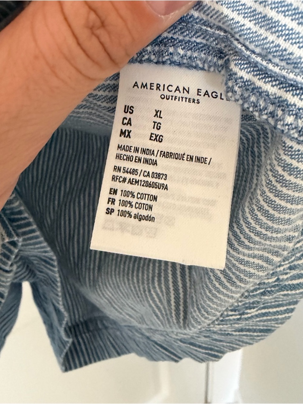 American Eagle Boho Utility Pin Strip Denim Romper Cotton size XL - Picture 5 of 5